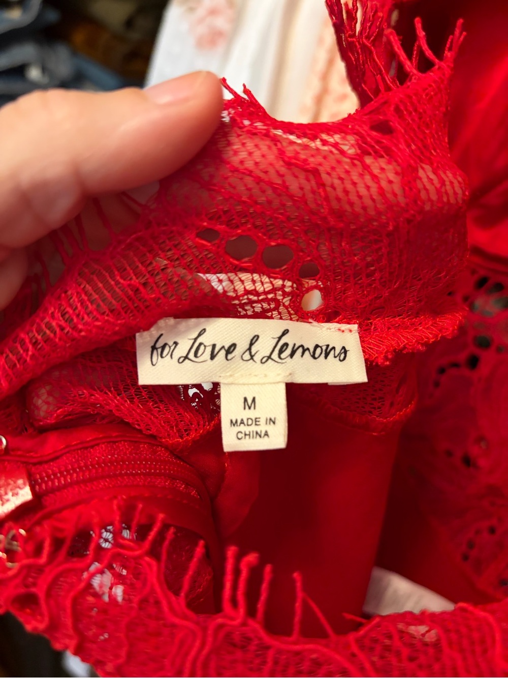 For Love & Lemons Casey Midi Dress RED - Picture 4 of 9